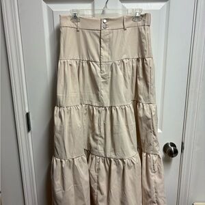 SHEIN Cream Tiered Maxi Skirt